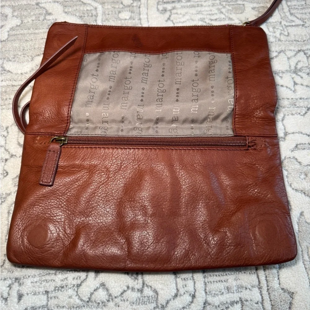 Margot Cognac Leather Dual Compartment leather clutch